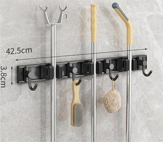 Factory direct 304 Stainless Steel Metal Mop hanger rack Strong adhesive Wall Mounted Storage Mop Holder Broom hook