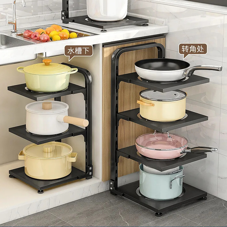 Kitchen Adjustable Storage Rack Steel Sink Pot Rack Punch Free For Kitchen Sink Bathroom Countertop Storage Organizer Rack