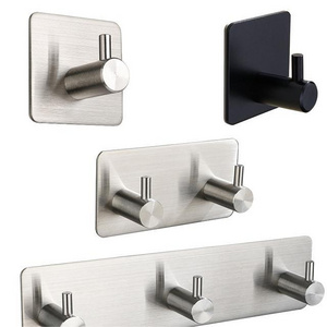 Wall Mounted Self Adhesive Hooks Flexible Stainless Steel Towel Coat Robe Hook Bathroom Heavy Duty Home Organizer Hook