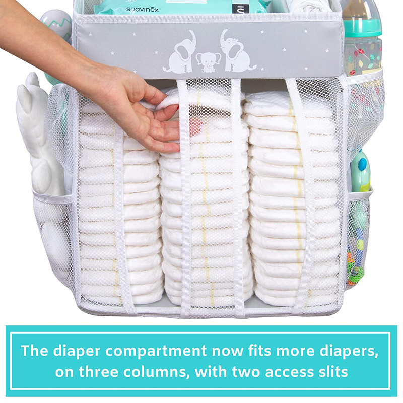 Large Capacity Hanging Diaper Caddy Baby Essentials Diaper Storage Organizer with Multiple Pockets