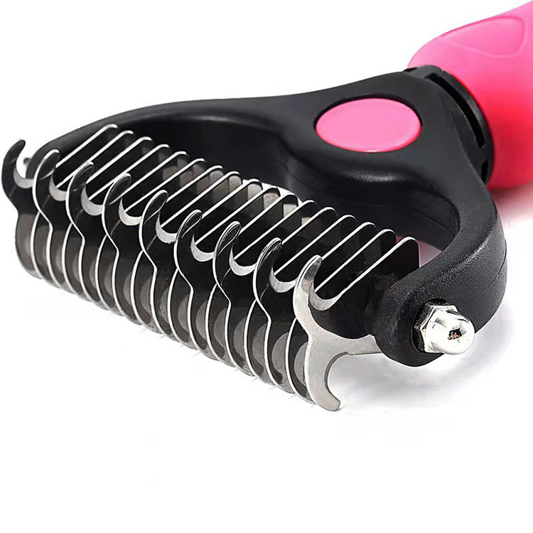 New Upgraded Pet Cat Bath Brush Comb Shedding Massaging Grooming Cat Dog Pet Stainless Steel Comb