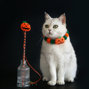 New Arrival Cat Toys for Indoor Cats Halloween Collar Teasing Stick Interactive Durable Plush Cat Toys