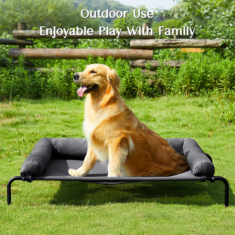 Summer Cooling Breathable Pets Dog Cot Elevated Dog Bed Luxury Raised Dog Bed with Removable Bolsters