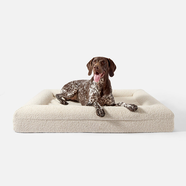 Washable Removable Cover Custom Wholesale Luxury Boucle Fabric Foam Dog Bed Pet Orthopedic Bed Support OEM&ODM