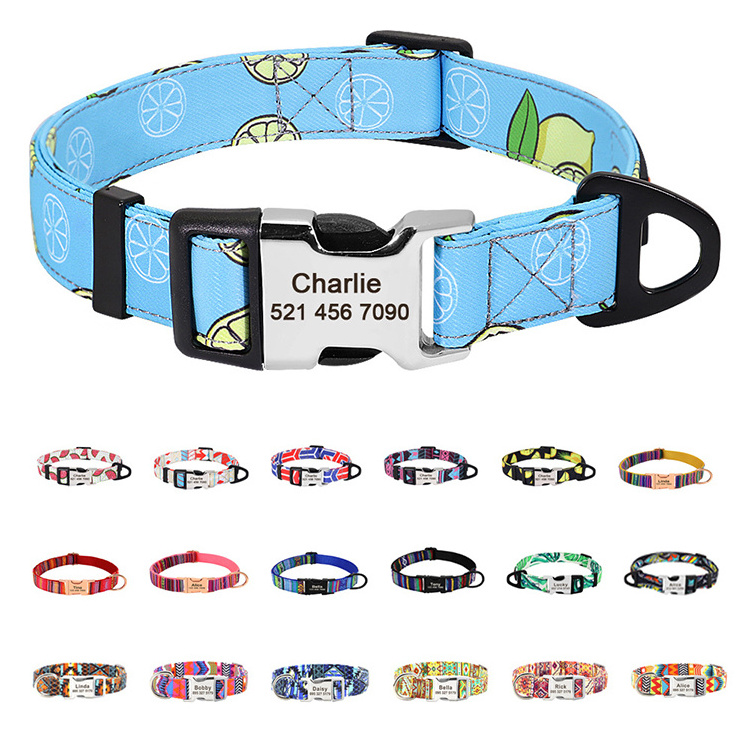 Designer Personalized Dog Collar Manufacturer Custom Fully Adjustable Quick Release Safely Dog Pet Collars