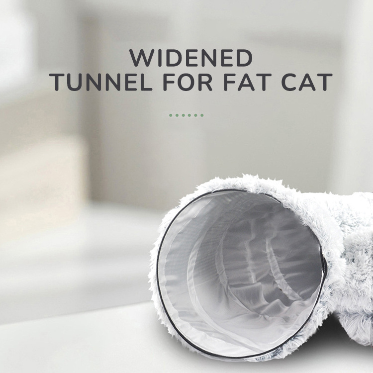 High Quality 2 in 1 Funny Cat Tunnel Bed Luxury Self Warming Fluffy Soft Cave Warm Indoor Plush Donut Cat Tunnel Bed