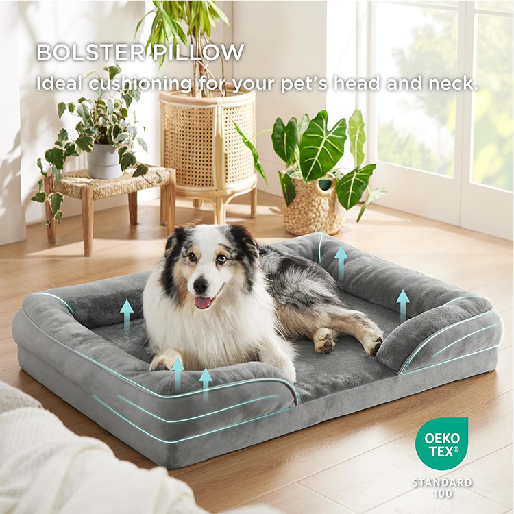 Manufacturers Wholesale Orthopedic Dog Sofa Beds Large Square Shape Waterproof Memory Foam Luxury Dog Bed