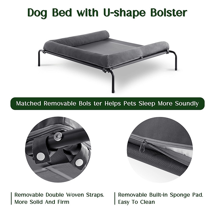 Summer Cooling Breathable Pets Dog Cot Elevated Dog Bed Luxury Raised Dog Bed with Removable Bolsters