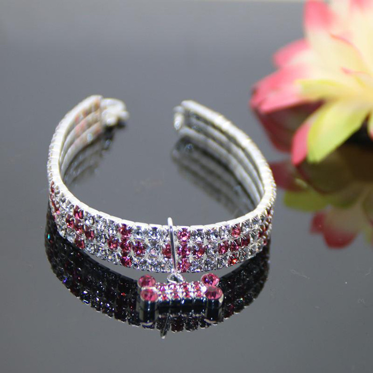 Wholesale Bling Rhinestone Bone Gold Dog Collar Cute Dazzling Sparkling Soft Suede Leather Luxury Designer Dog Collars