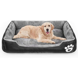 Hot Selling Classic Pet Beds Waterproof Surface Anti-slip Bottom Paw Print Large Dog Bed with Removable Cover