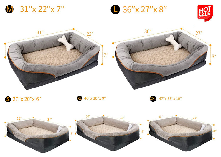 Luxury Large Dog Bed Orthopedic Memory Foam Pet Beds for Large Dogs with Removable Washable Cover