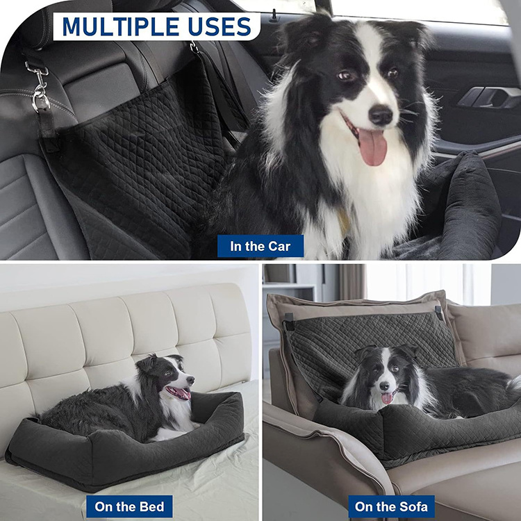 Manufacturer Custom Durable and Waterproof Luxury Pet Dog Back Car Seat Bolster Bed for Protecting Seat