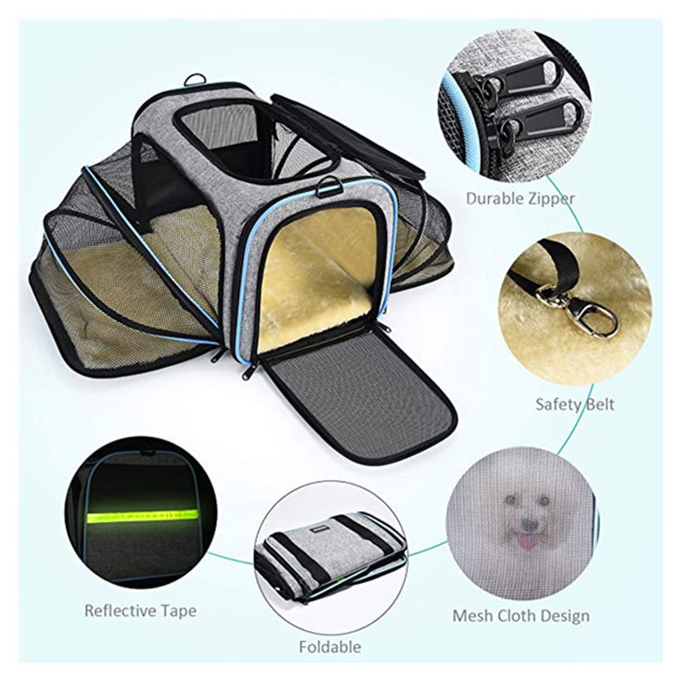 Dropshipping Luxury Portable Bag Pet Carrier for Cat Puppy Travel Outdoor Expandable Cat Carrier