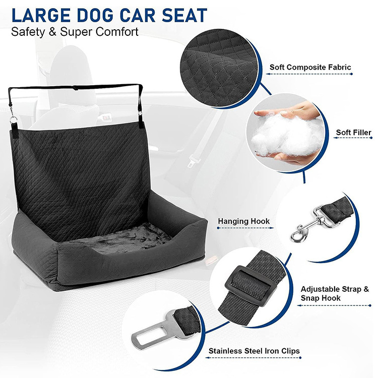 Manufacturer Custom Durable and Waterproof Luxury Pet Dog Back Car Seat Bolster Bed for Protecting Seat