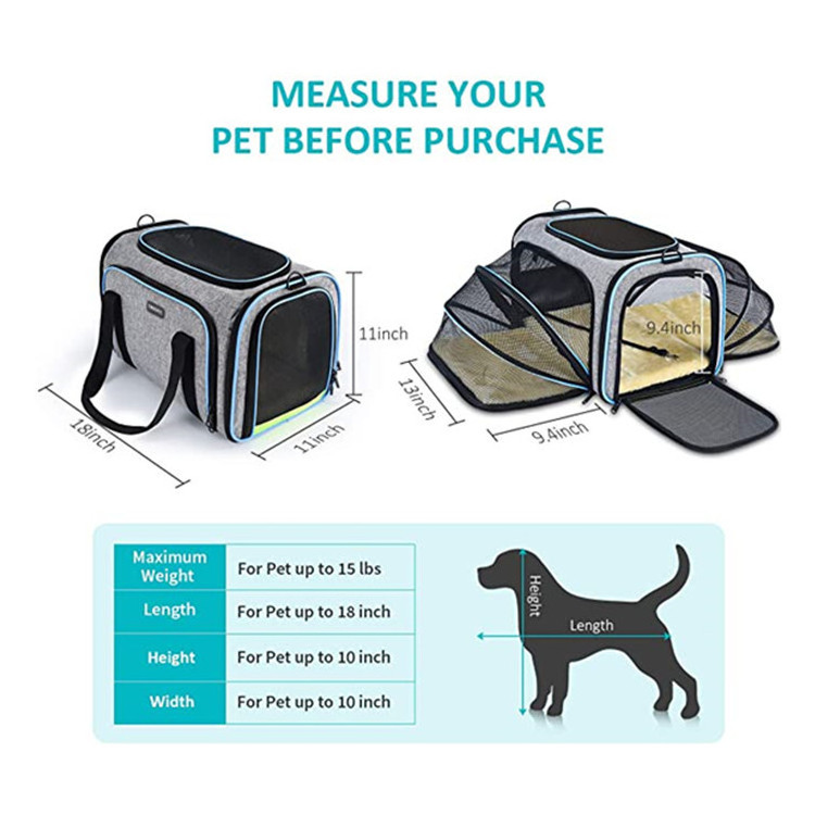 Dropshipping Luxury Portable Bag Pet Carrier for Cat Puppy Travel Outdoor Expandable Cat Carrier