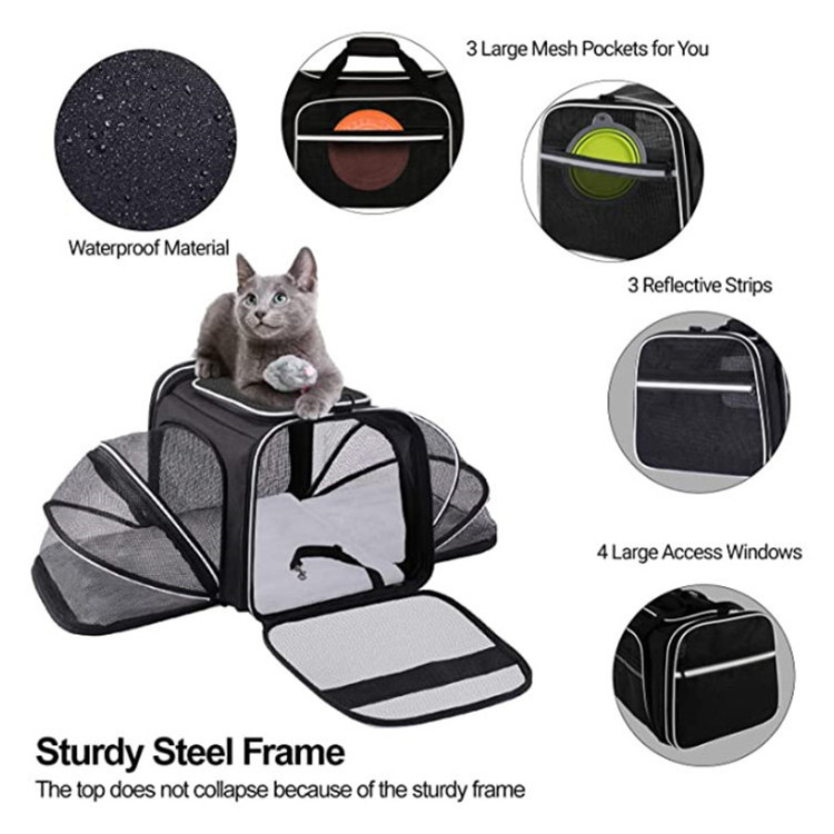 Dropshipping Luxury Portable Bag Pet Carrier for Cat Puppy Travel Outdoor Expandable Cat Carrier