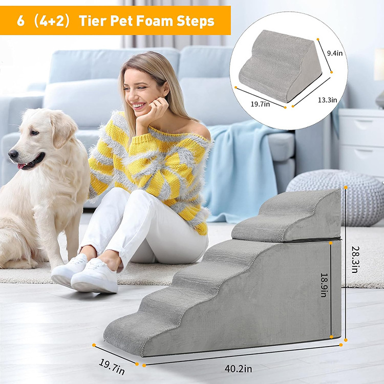 Washable Removable Cover 28 Inch High Density Foam Dog Stairs Steps Extra Wide Foldabld Pet Stairs Dog Ramps