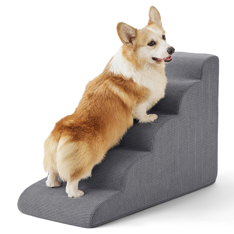 Manufacturer Wholesale Eco-friendly High Density Solid Non-slip Bottom Foam Pet Dog Stairs for Bed or Sofa