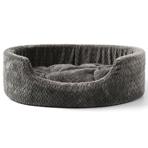 Unique Design Hot Sale Fluff Round Grey Heated Self Warming Dog Bed