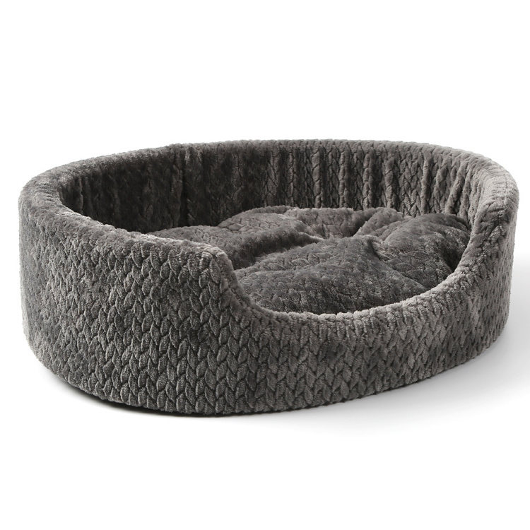 Unique Design Hot Sale Fluff Round Grey Heated Self Warming Dog Bed