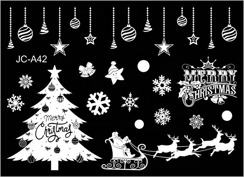 Hot Sell White Christmas Removable Gelless Static Decoration Pvc Glass Window Wall Sticker