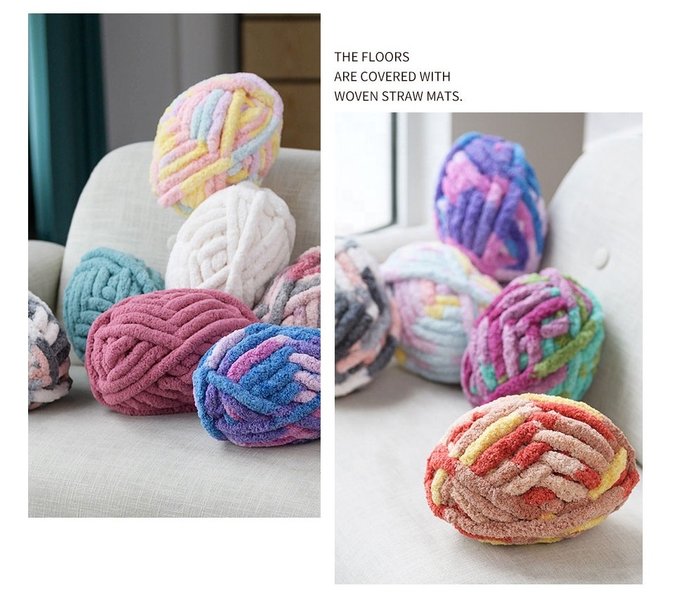 Wholesale Thick Super Chunk Yarn Hand Knitting Chenille Chunky Yarn For Blanket