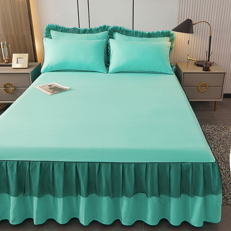 New style Solid Color Skirt Bed Sheets colcha de cama lace bed skirt