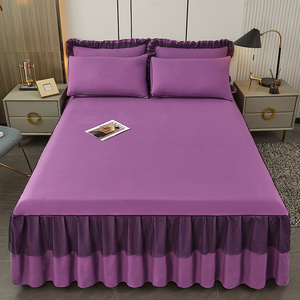 New style Solid Color Skirt Bed Sheets colcha de cama lace bed skirt