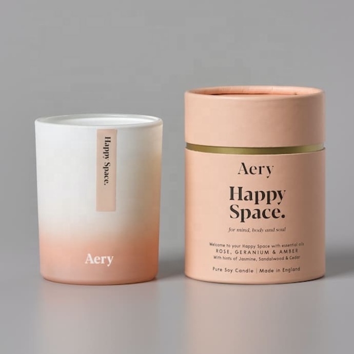 Eco Friendly Modern Cosmetic Packaging Custom Printed Cardboard Tube Cylinder Candle Box Packaging