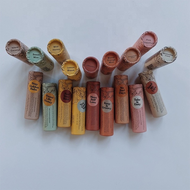 Eco Friendly Cardboard Twist Up Kraft Push Up Cosmetic Deodorant Lipbalm Stick Containers Packaging Paper Tubes