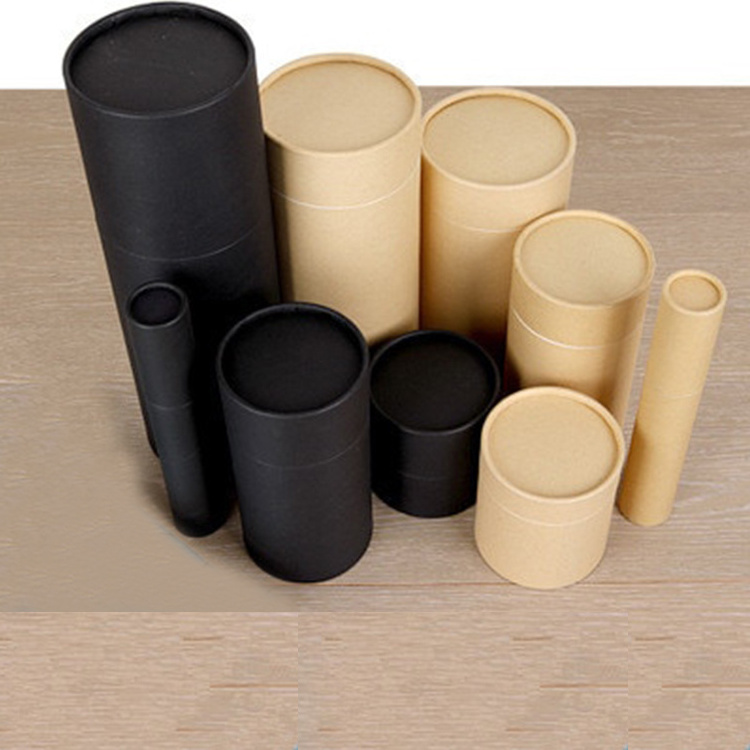 Customized Size Logo Plain Cylinder Kraft Paper Cardboard Paper Tubes Food Grade Cans Packaging