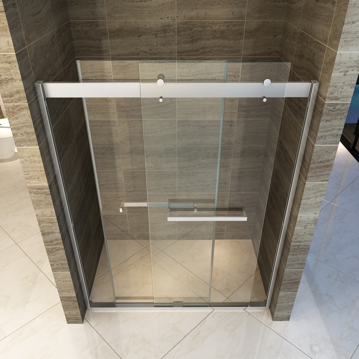 Easy Clean Tempered Glass Sliding Shower Door With Stainless Steel Accessories Sliding Shower Door Enclosures