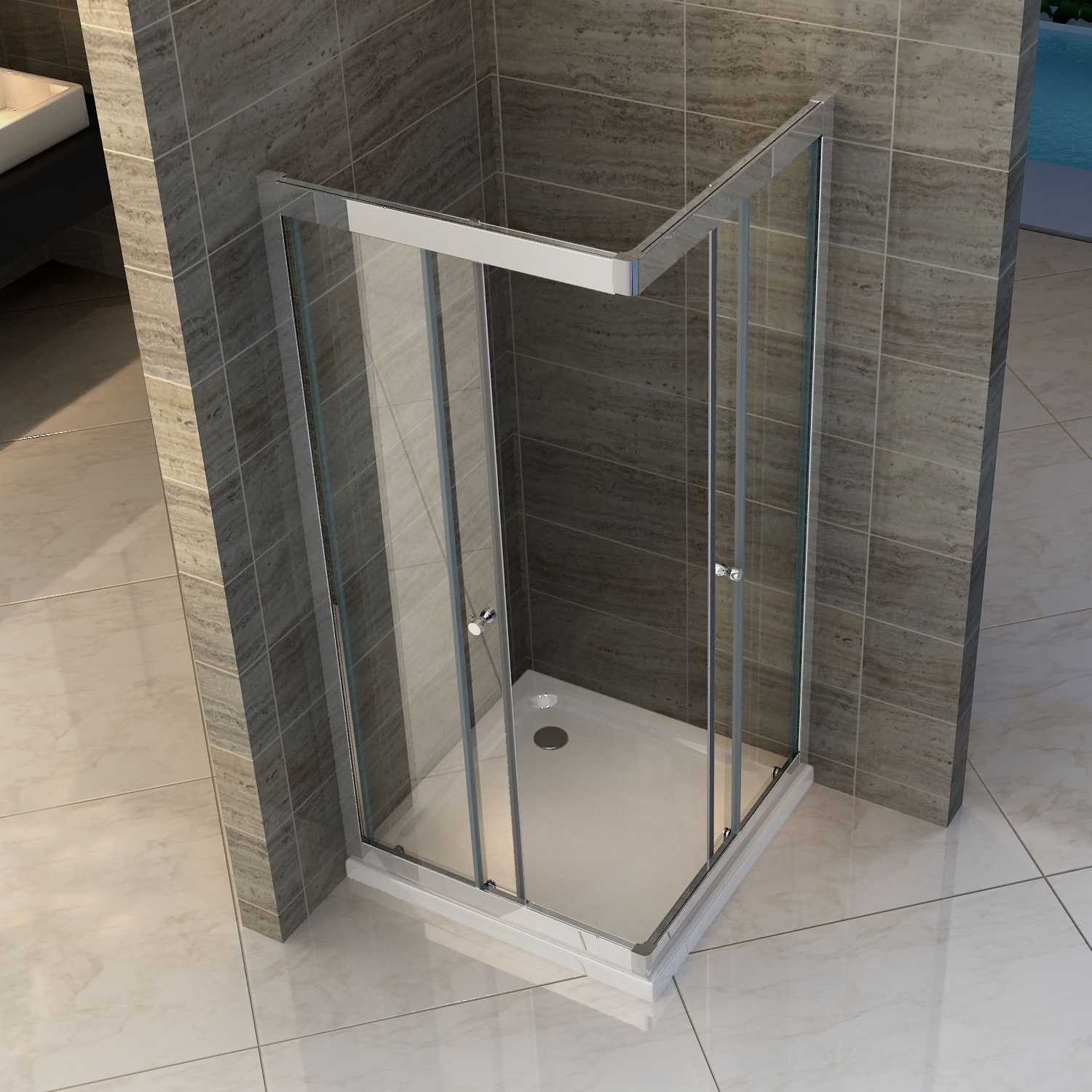 Bath Glass Sliding Shower Cabin Cubicle Door Bathroom Complete Enclosed Shower Room