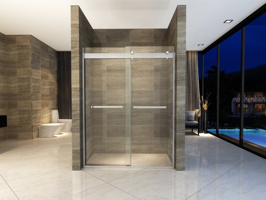 Easy Clean Tempered Glass Sliding Shower Door With Stainless Steel Accessories Sliding Shower Door Enclosures