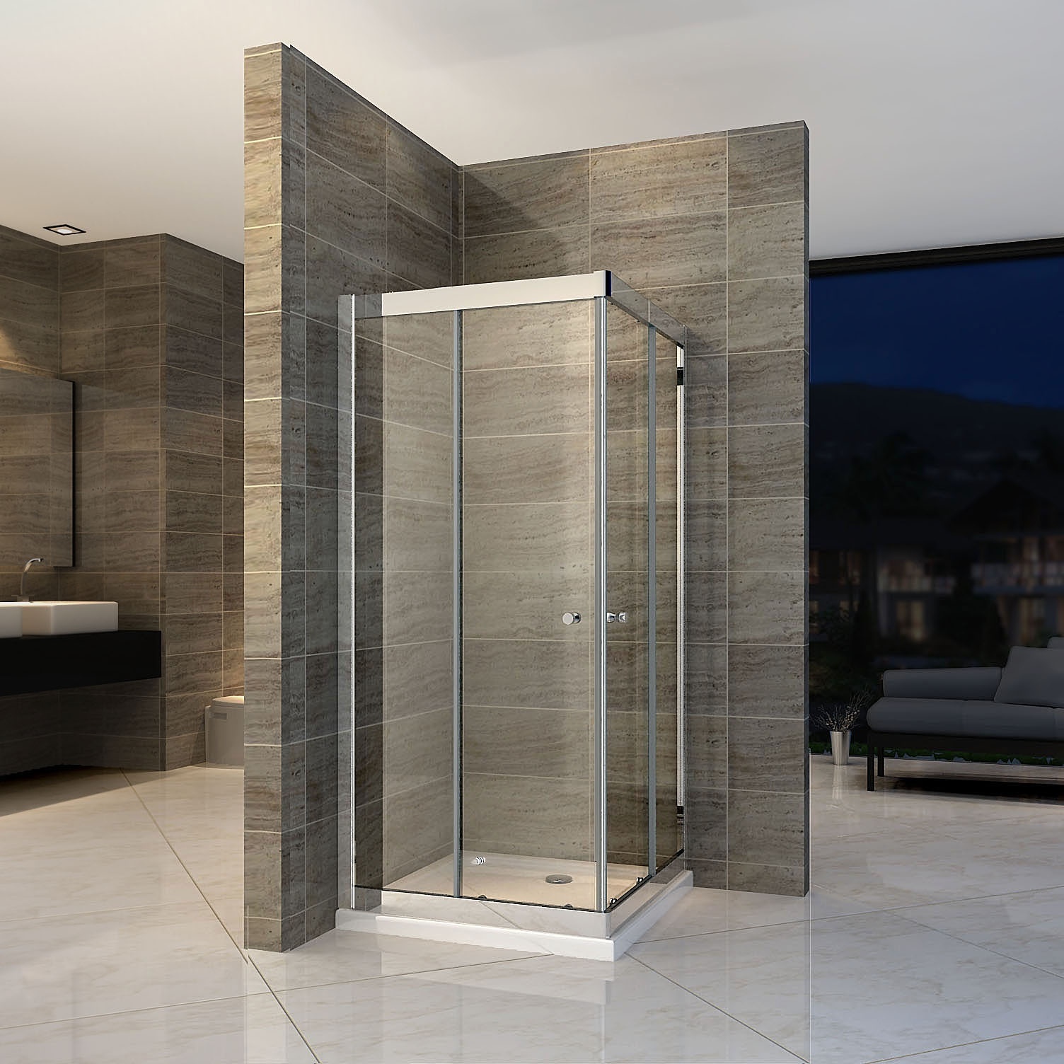 Bath Glass Sliding Shower Cabin Cubicle Door Bathroom Complete Enclosed Shower Room