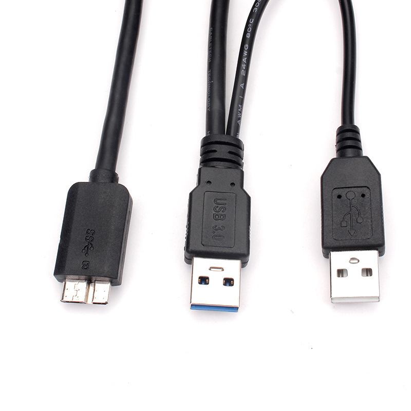 Dual usb male to micro b 3.0 hard disk data cable USB 3.0 with usb power supply cable for Seagate Western Digital Samsung