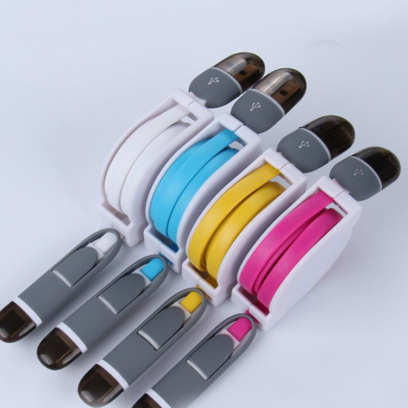 2in1 Flexible Retractable USB Type c and Micro  Data Charging Cable For type c /  micro cable