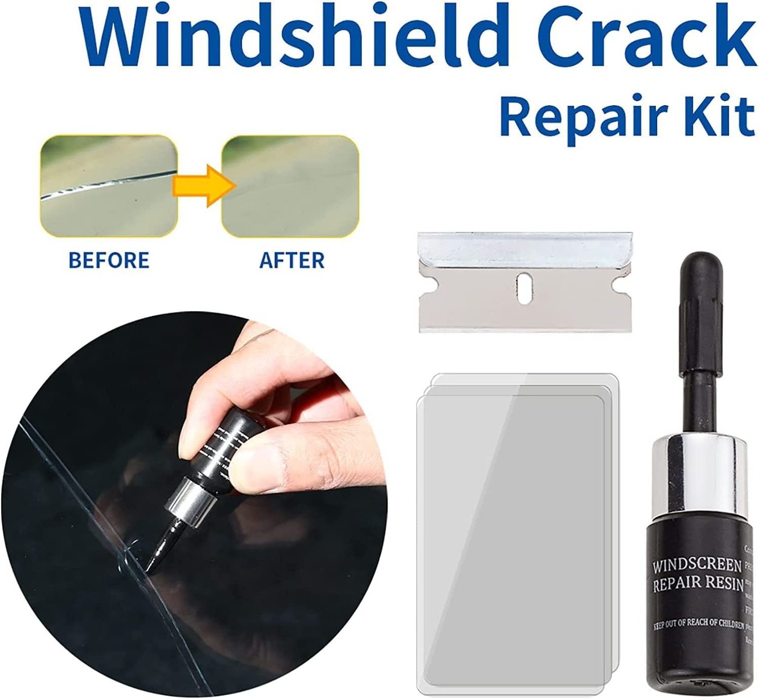 Teacaremoy2 Glass Repair DIY Teacaremoy Windshield Crack Liquid Repair Glue Kit Auto Nano Fluid Glass Filler Tools Resin