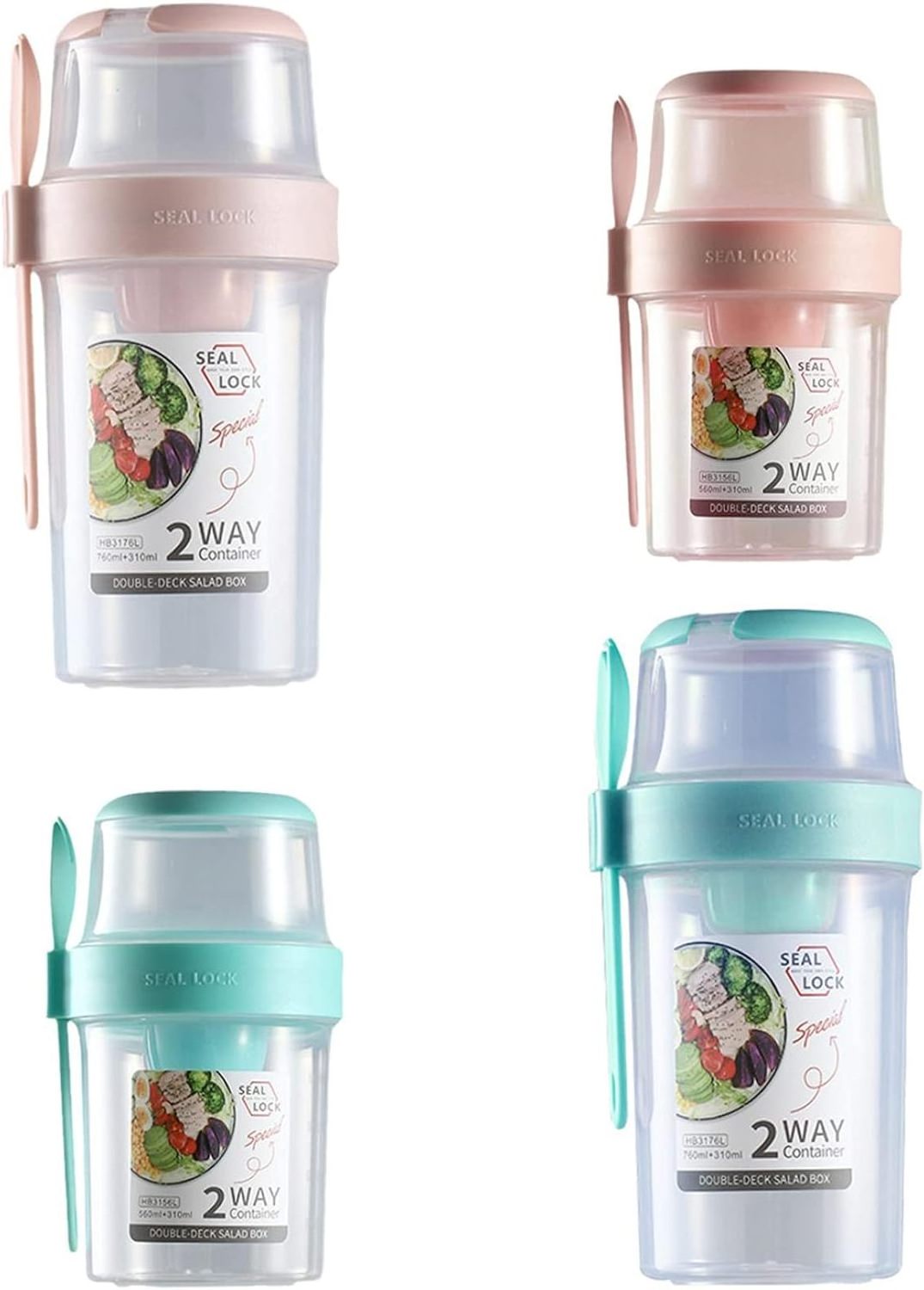 Salad Shakers Meal Shaker Cup Portable Fresh Salad Cup With Dressing Holder 2 Layers Fruit Vegetable Salad Container