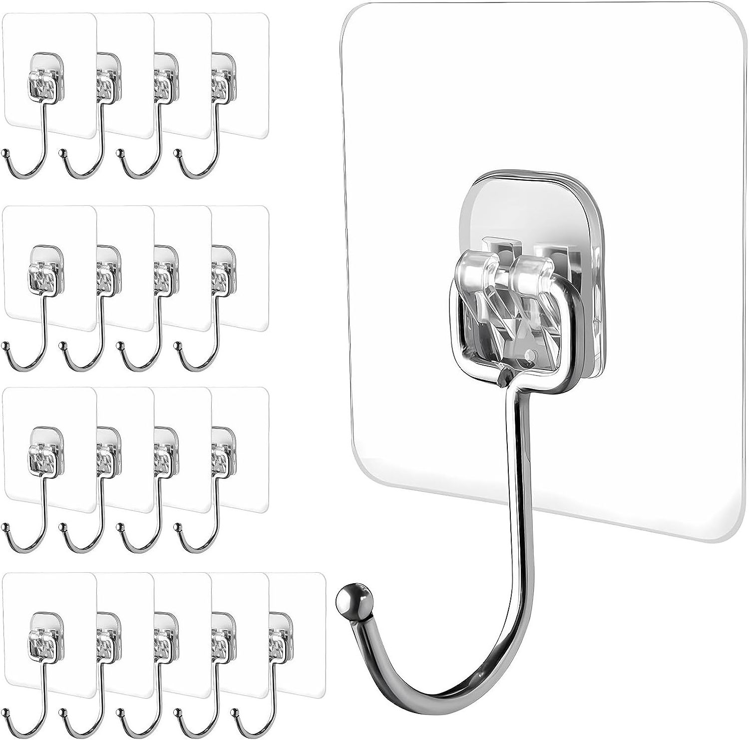 Large adhesive hook heavy stick hook, waterproof rust resistant wall hooks for hanging kitchen bathroom outdoor ceiling office