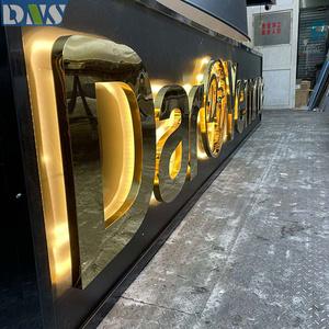 electronic gold letters shop sign mall signboard  indoor store aisle signs 3d led backlit sign