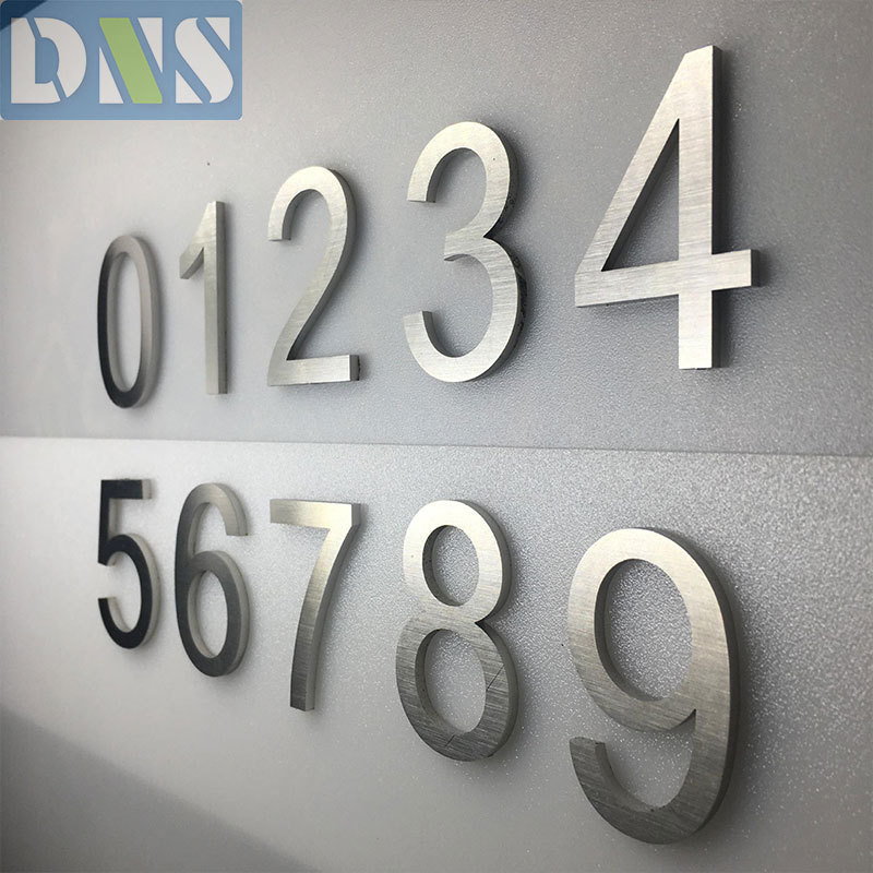 3d stainless steel  brushed mirror logo silver sign metal letters and numbers