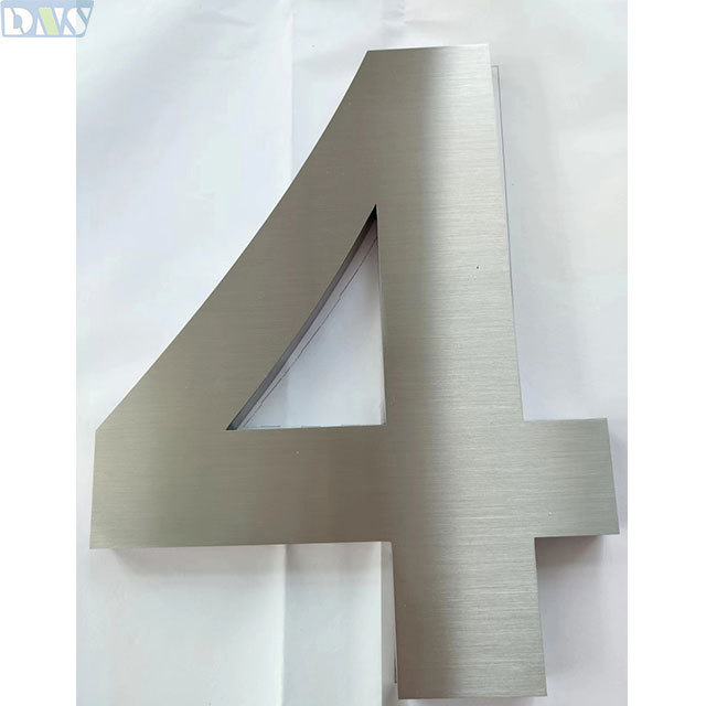 3d stainless steel  brushed mirror logo silver sign metal letters and numbers