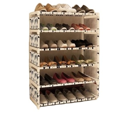 YQ JENMW Six 6 Tiers Cheap Slide Out Corner Plastic Portable Shoe Rack Shoe Organizer