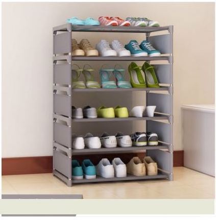 YQ JENMW Six 6 Tiers Cheap Slide Out Corner Plastic Portable Shoe Rack Shoe Organizer