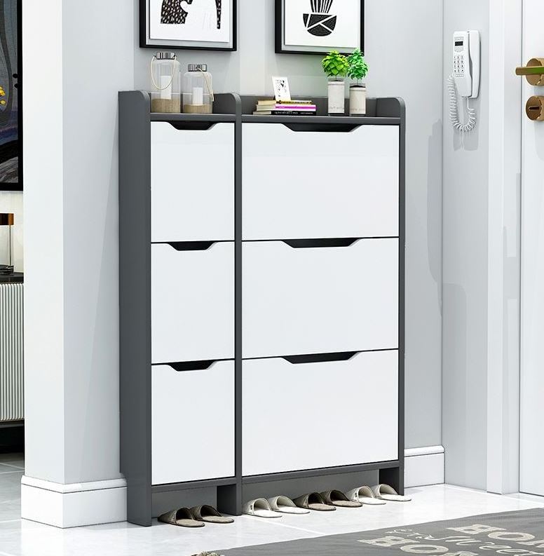 YQ JENMW Tipping bucket shoe cabinet, ultra-thin household door, extremely narrow and large-capacity shoe storage