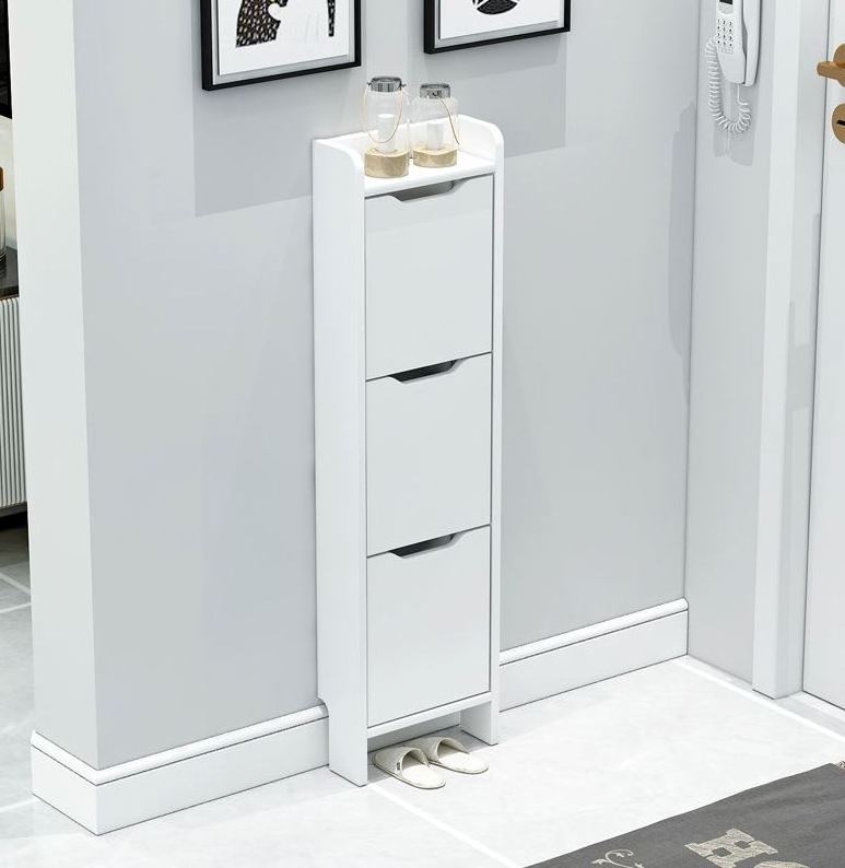 YQ JENMW Tipping bucket shoe cabinet, ultra-thin household door, extremely narrow and large-capacity shoe storage