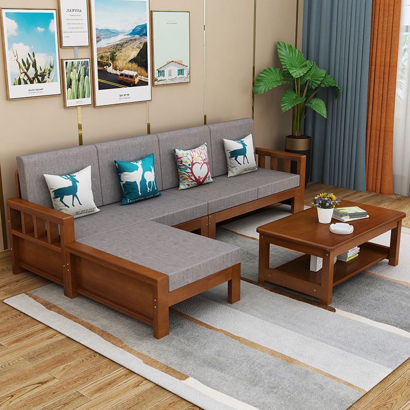 YQ JENMW Solid wood sofa white paint combination modern minimalist living room furniture new Chinese sofa