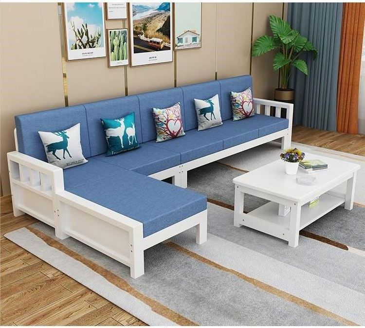 YQ JENMW Solid wood sofa white paint combination modern minimalist living room furniture new Chinese sofa