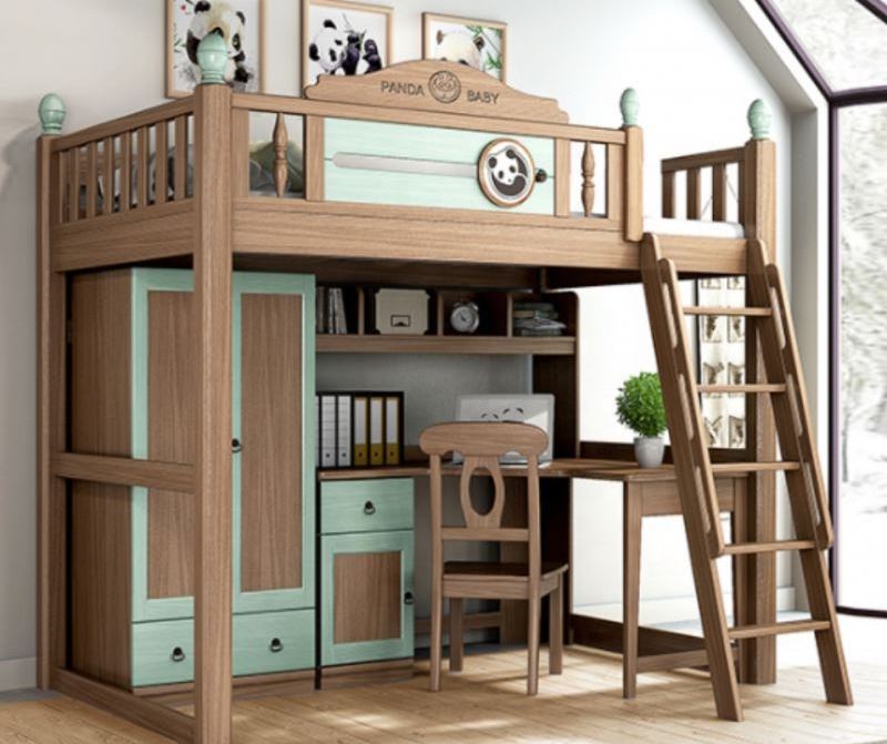 YQ JENMW Boy multifunctional combination bunk bed with wardrobe, desk and bed in one bed